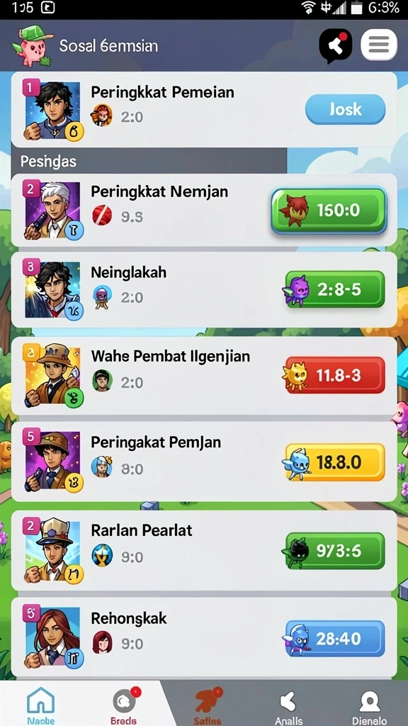 Karakter yang unik dan beragam dengan kemampuan berbeda.