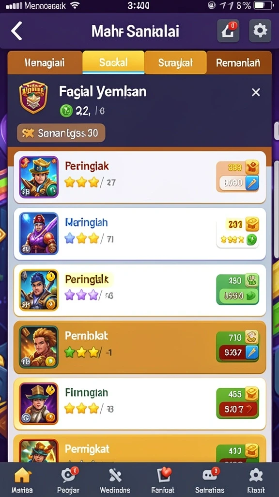 Gambaran karakter unik yang dapat dimainkan dalam game.