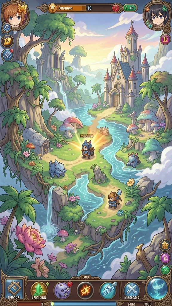 Ilustrasi petualangan seru di hutan magis yang penuh misteri.