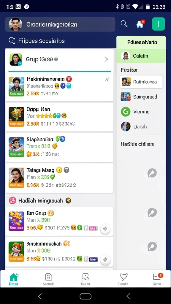 Fitur sosial untuk berinteraksi dengan pemain lain.